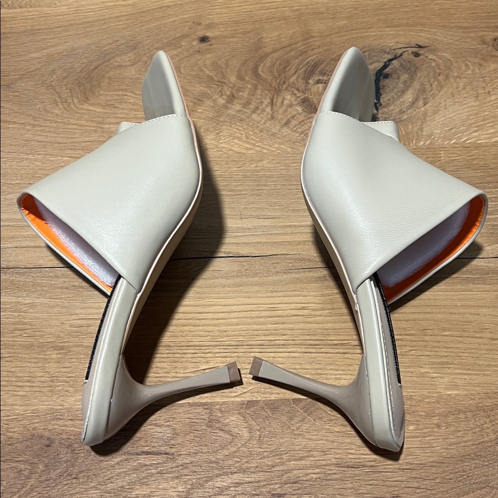 NEW French Connection Nude Kelly High Heel Toe Loop Slides Reg. $118 Size 9 - Picture 6 of 11